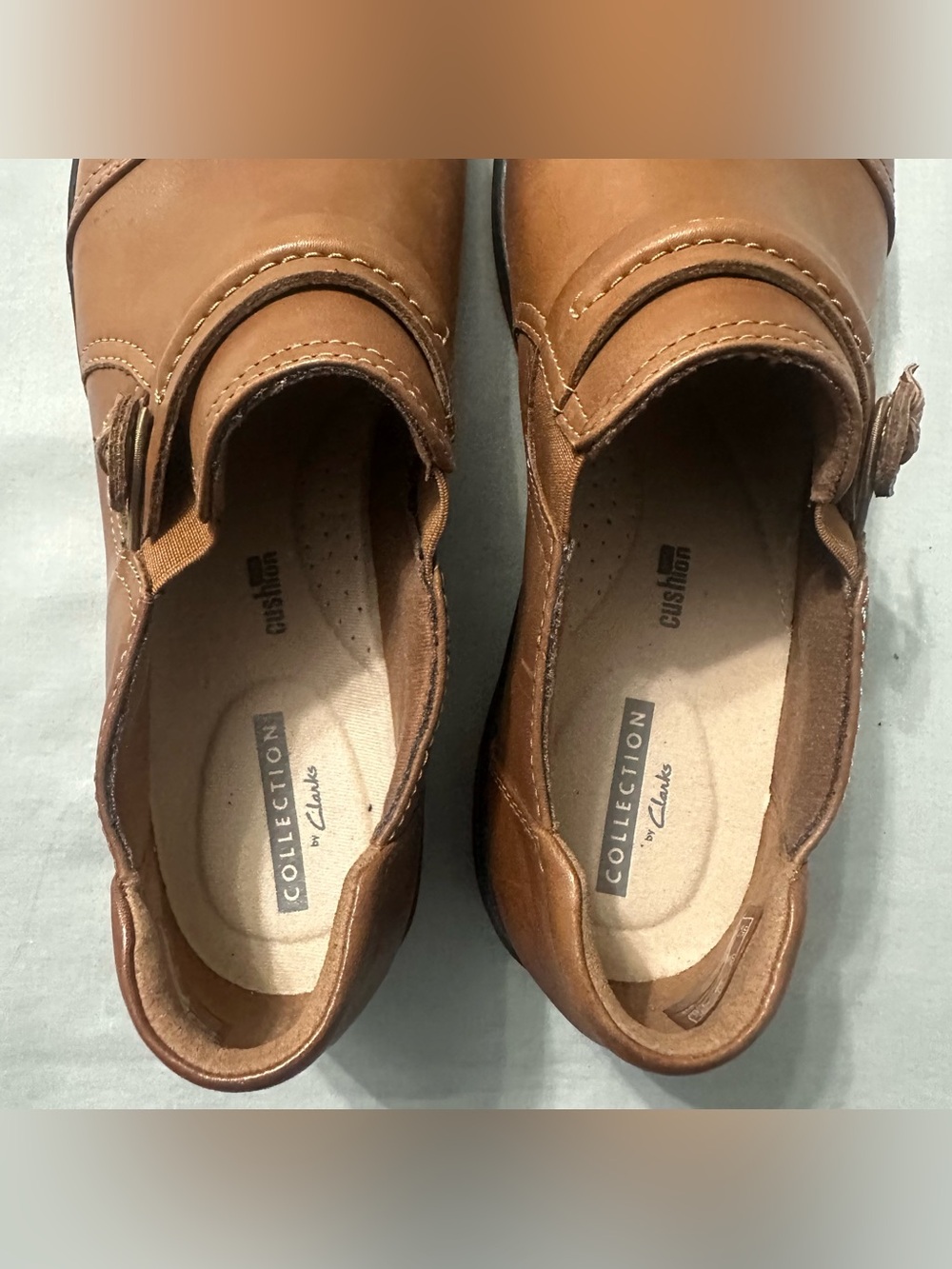 Clarks Collection Womens 8 M Brown Leather Slip On Comfort Loafers Clogs - Picture 12 of 14